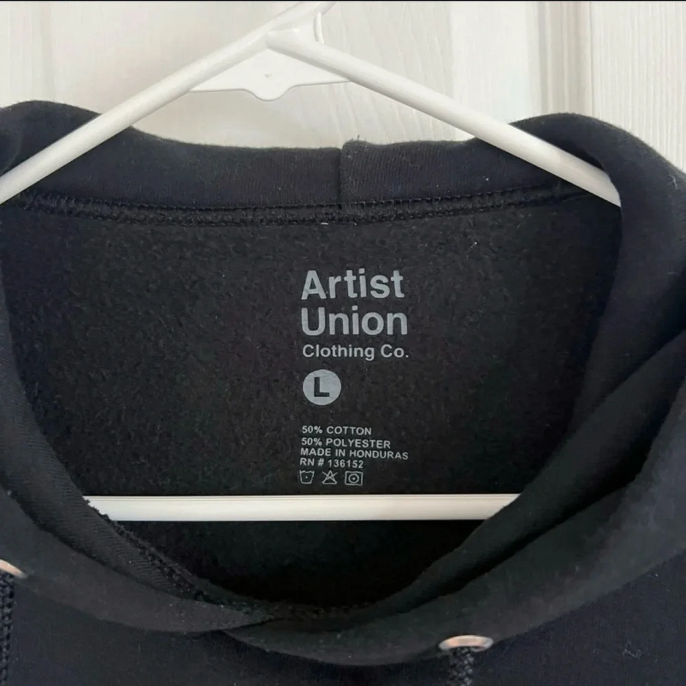Artist Union - Black Hoodie with Red Rose Design - Picture 4 of 5